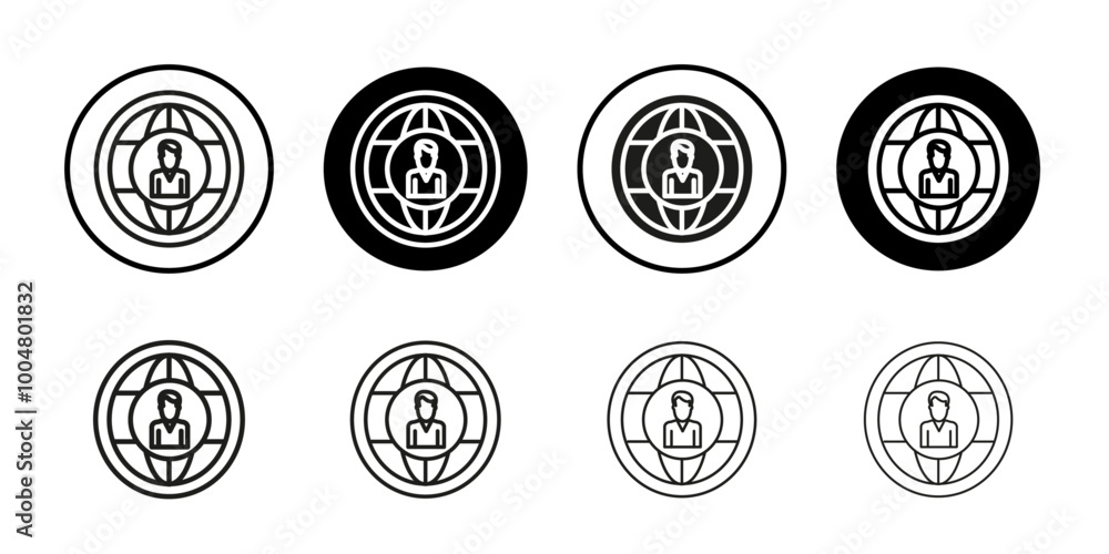Global leadership icon Collection of flat thin outline vector Global leadership icon Collection of flat thin outline vector