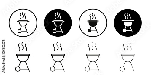 Grill icon Collection of flat thin outline vector