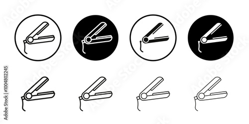 Hair straightener icon Collection of flat thin outline vector