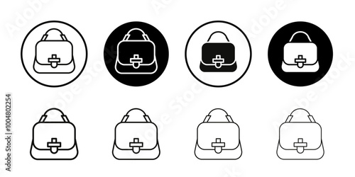 Hand bag icon Collection of flat thin outline vector