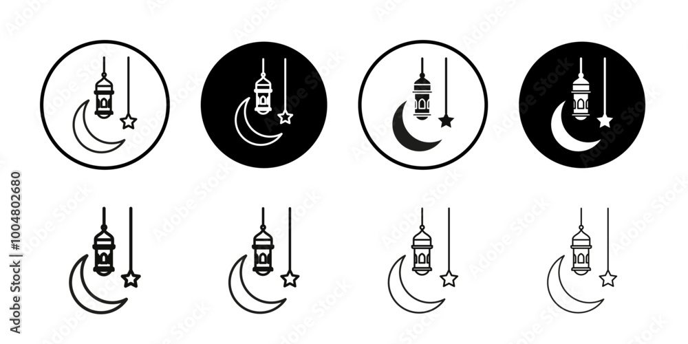 Islamic lantern icon Collection of flat thin outline vector Islamic lantern icon Collection of flat thin outline vector