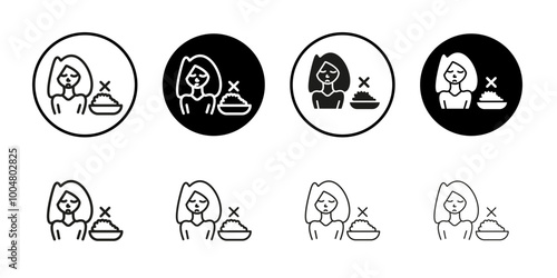 Lack of appetite icon Collection of flat thin outline vector