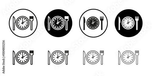 Lunch time icon Collection of flat thin outline vector