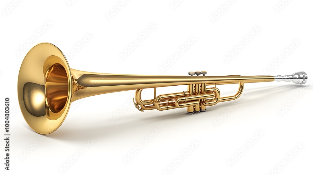 Obraz premium Beautiful Gold Trumpet Music Instrument in Detailed Focus photo