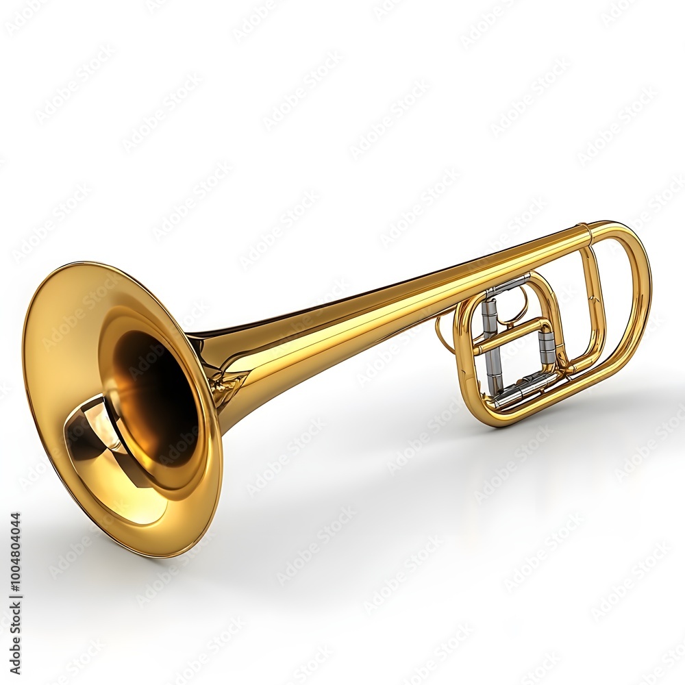 Obraz premium Gold Trumpet Instrument Macro Photography Highlighting Brass Finish