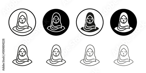 Muslim women icon Collection of flat thin outline vector