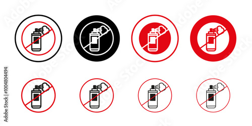No aerosol spray sign Collection of flat thin outline vector