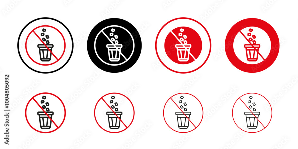 No garbage sign Collection of flat thin outline vector No garbage sign Collection of flat thin outline vector