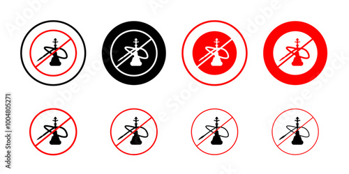 No hookah sign Collection of flat thin outline vector