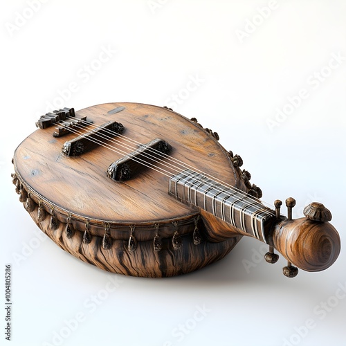 Handcrafted Vintage Mandolin Showcasing Detailed Carvings and Elegant Design photo