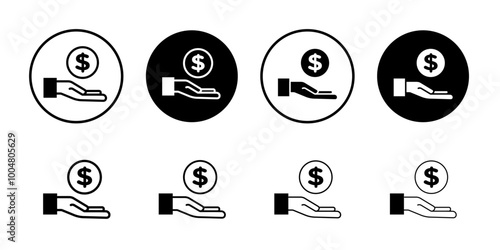 No money sign Collection of flat thin outline vector
