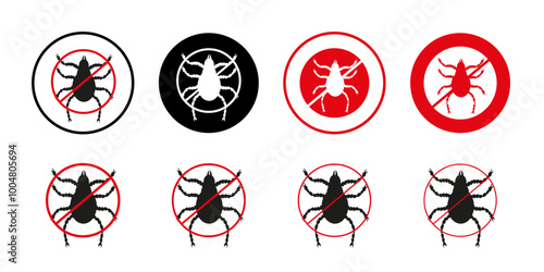 No parasitic insects sign Collection of flat thin outline vector