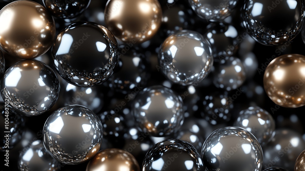 Close-up of shiny gold and silver spheres. Close-up of shiny gold and silver spheres.