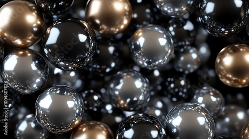 Close-up of shiny gold and silver spheres.