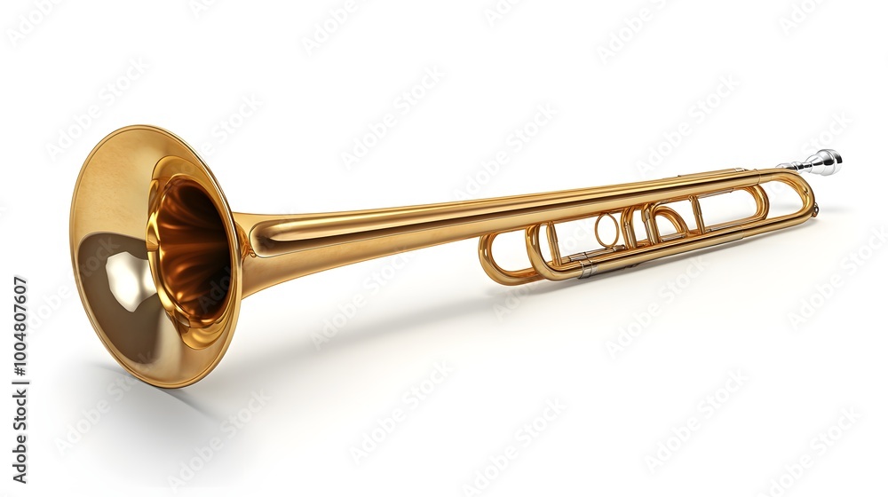 Obraz premium Macro Shot Gold Trumpet Instrument with Brilliant Shine photo
