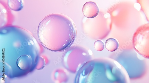 Wallpaper Mural Abstract background with iridescent bubbles in pink, blue, and purple tones. Torontodigital.ca