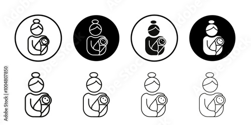 Postnatal care icon Collection of flat thin outline vector