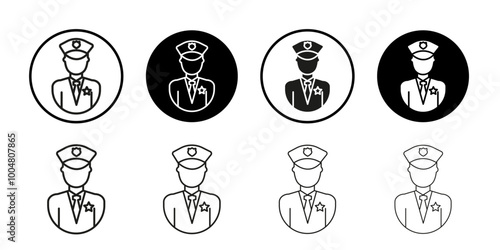 Police Icon Collection of flat thin outline vector