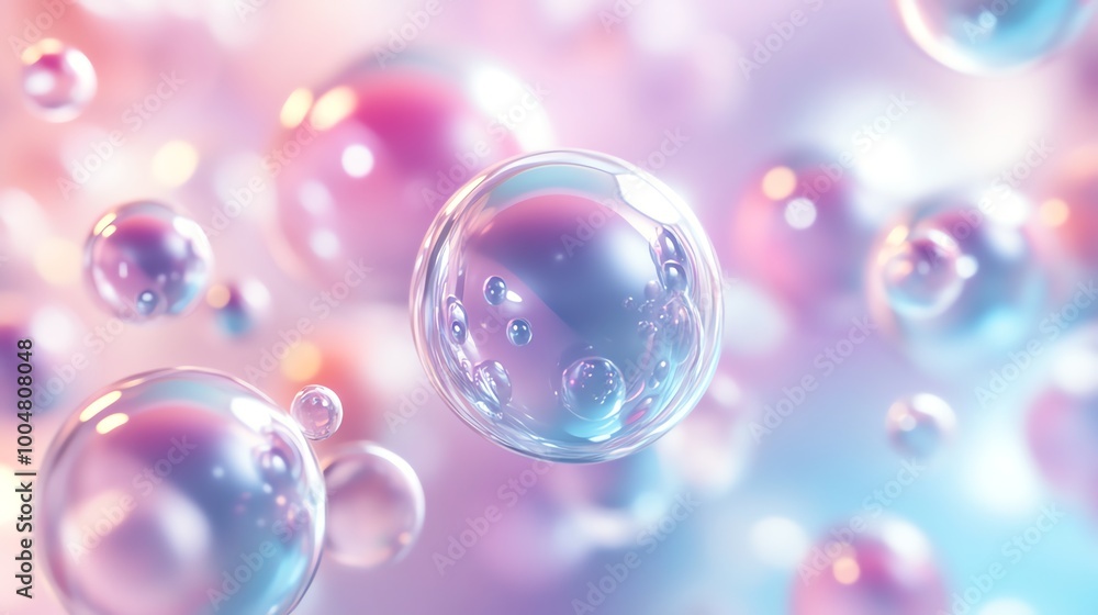 A soft and ethereal abstract background featuring iridescent bubbles floating in a dreamy pink and blue gradient. A soft and ethereal abstract background featuring iridescent bubbles floating in a dreamy pink and blue gradient.