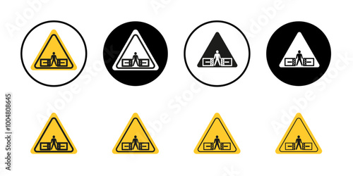 Risk of crushing warning sign Collection of flat thin outline vector