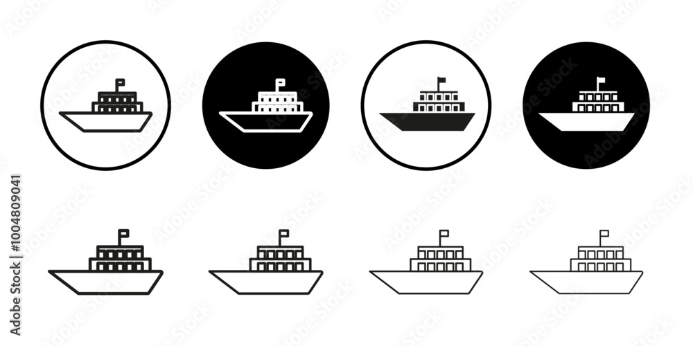 Obraz premium Ship icon Collection of flat thin outline vector