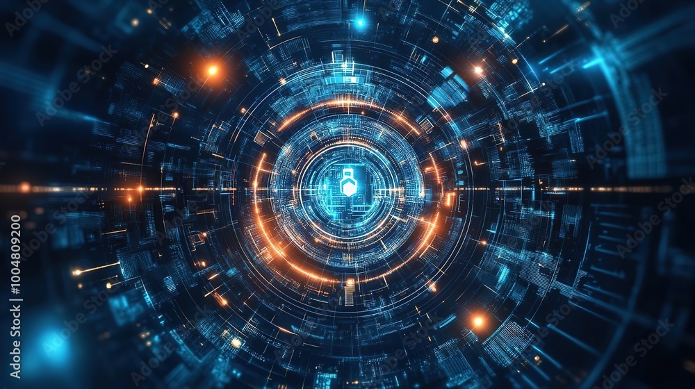 Futuristic digital technology abstract with glowing circuits and patterns, symbolizing data security and connectivity. Futuristic digital technology abstract with glowing circuits and patterns, symbolizing data security and connectivity.