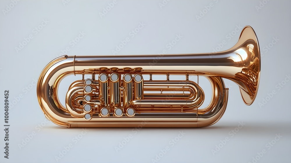 Obraz premium Wessex Tuba Musical Instrument High Detail Close Up with Polished Surface photo