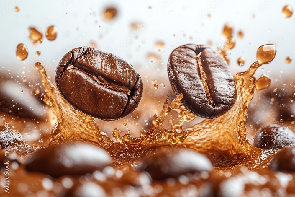 dynamic splash of coffee beans bursts into the air against a crisp white background capturing the essence of freshness and energy associated with coffee culture dynamic splash of coffee beans bursts into the air against a crisp white background capturing the essence of freshness and energy associated with coffee culture