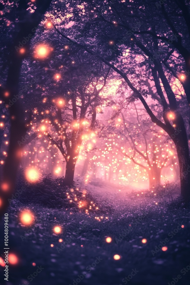 Naklejka premium A mesmerizing magical fantasy world where humans and mystical creatures coexist, captured in stunning realism. This hidden, mythical location brings to life a sense of wonder and mystery, evoking awe