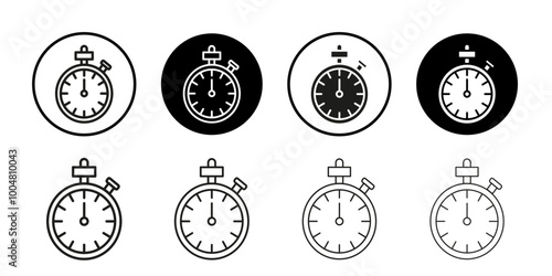 Stop watch icon Collection of flat thin outline vector