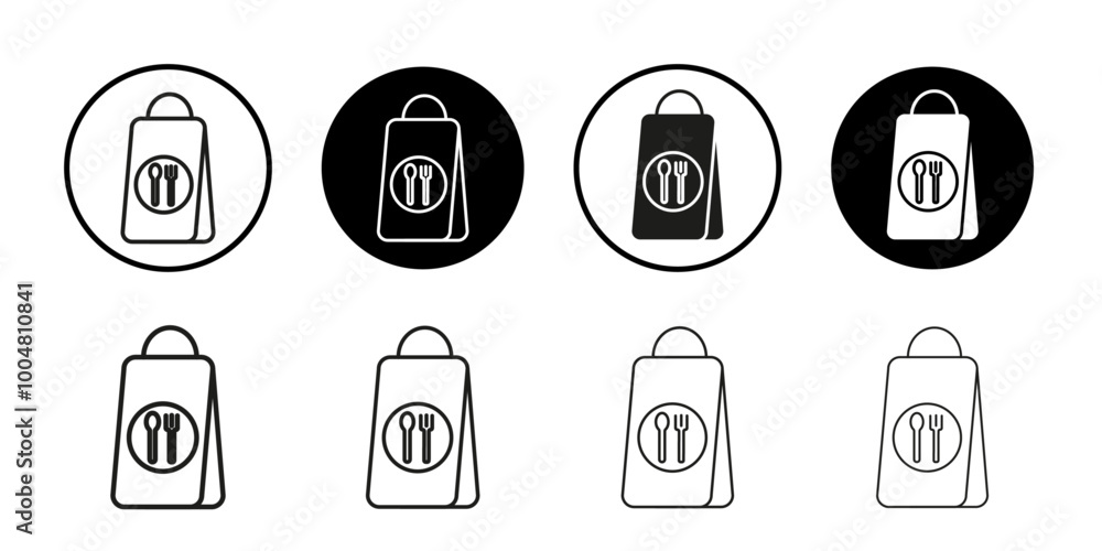 Take away food icon Collection of flat thin outline vector Take away food icon Collection of flat thin outline vector