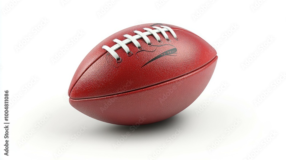 A classic American football, brown leather with white laces, isolated on a white background. A classic American football, brown leather with white laces, isolated on a white background.