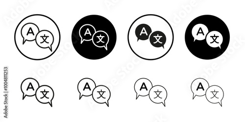 Translation icon Collection of flat thin outline vector