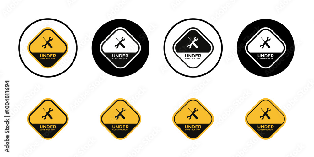 Under construction sign Collection of flat thin outline vector Under construction sign Collection of flat thin outline vector