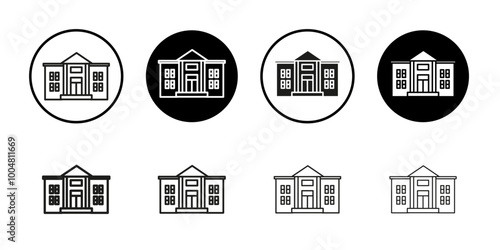 University icon Collection of flat thin outline vector