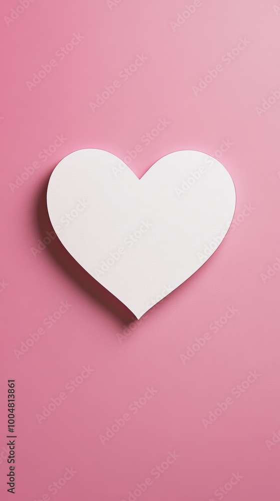 White heart shape on pink background, minimalistic love concept White heart shape on pink background, minimalistic love concept