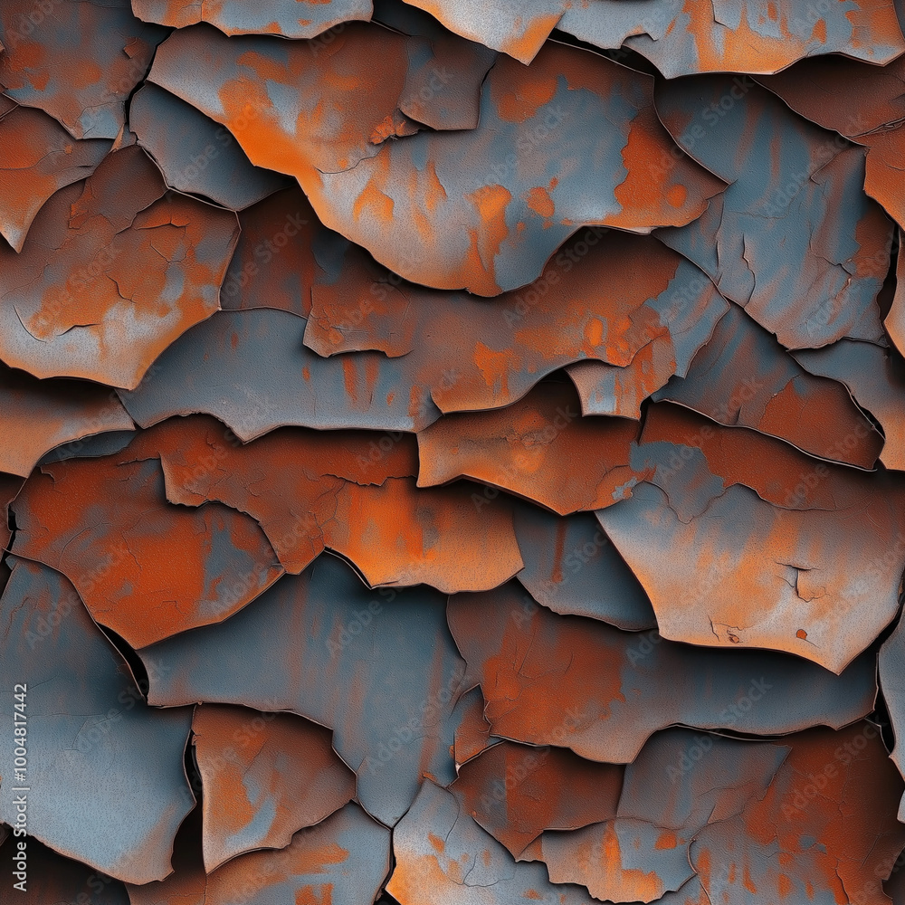Abstract seamless texture with peeling blue and orange paint. Abstract seamless texture with peeling blue and orange paint.