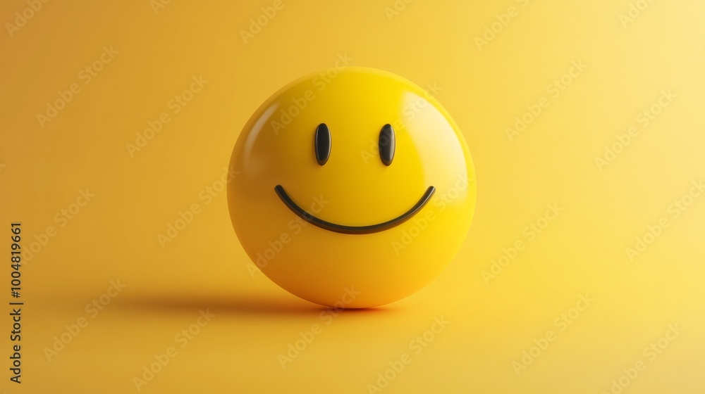Fototapeta premium Smiley face on yellow background, cheerful concept