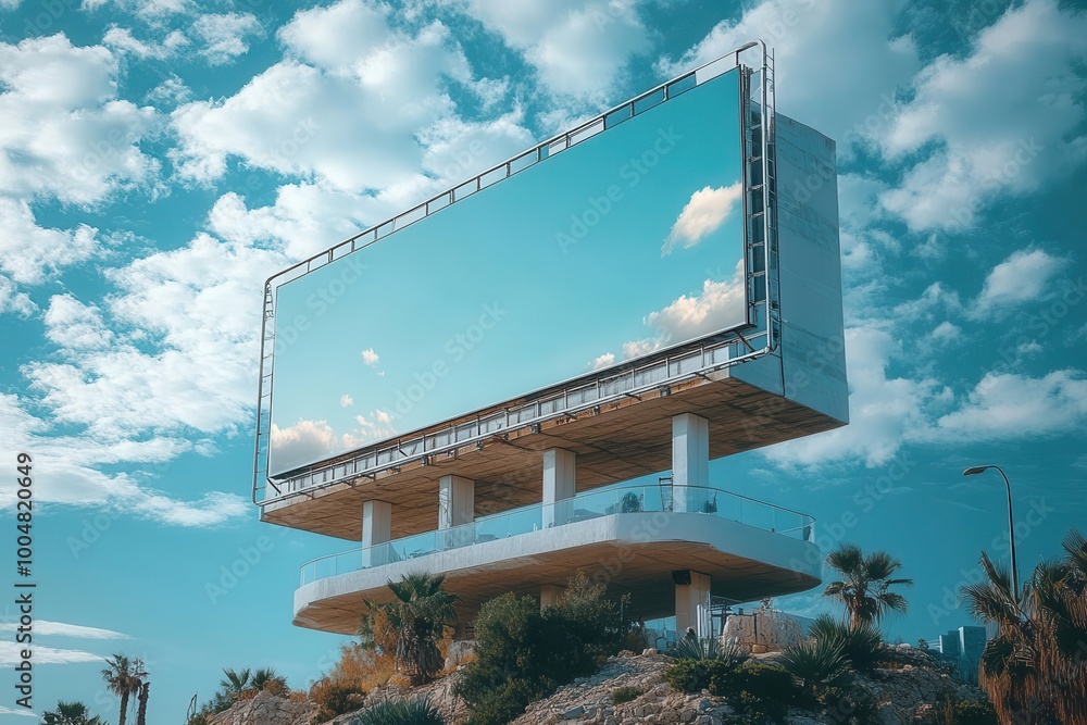 empty billboard on a modern building capturing a sense of potential and opportunity the sleek architecture emphasizes minimalism and invites creativity for future advertising ideas empty billboard on a modern building capturing a sense of potential and opportunity the sleek architecture emphasizes minimalism and invites creativity for future advertising ideas