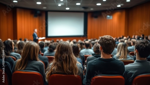 Wallpaper Mural Rear view of people in audience at the conference hall, Speaker giving a talk in conference hall at business event.
 Torontodigital.ca