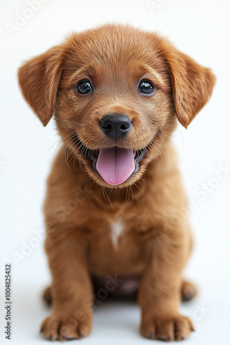 Joyful puppy with drool happily grinning on a sunny day, showcasing its playful spirit and cute features