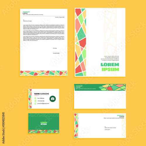 Abstract Geometric Rounded Office Stationery Equipment Set Design
