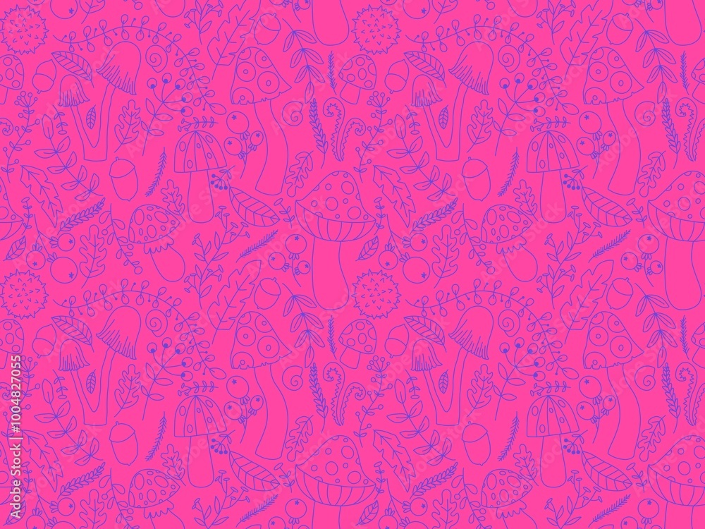 Cartoon autumn harvest seamless Halloween mushrooms pattern Cartoon autumn harvest seamless Halloween mushrooms pattern