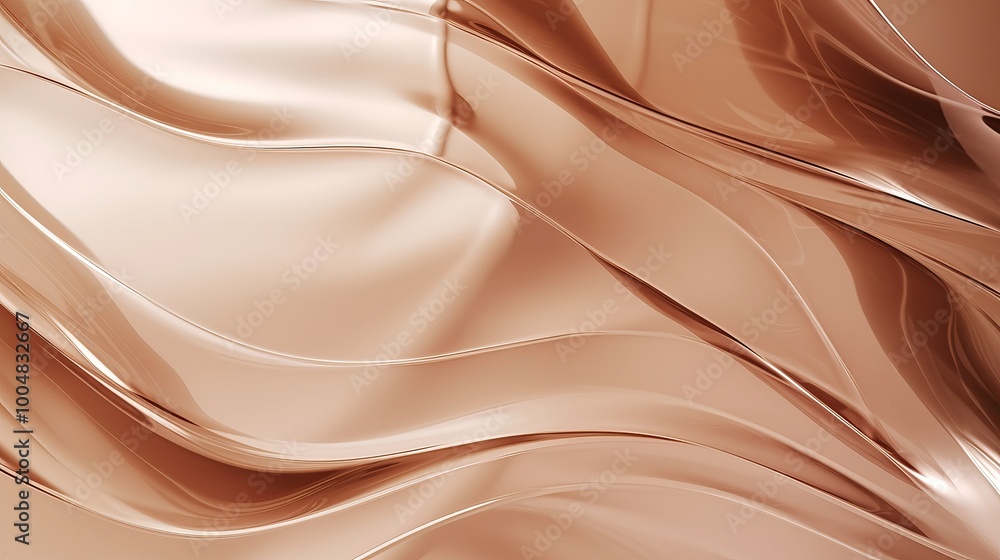 Fototapeta premium Elegant flowing silk texture in soft copper tones portrayed against a subtle background