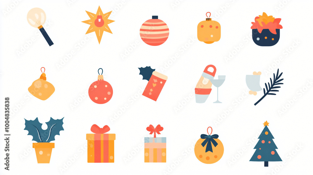A collection of seasonal icons representing different holidays and celebrations throughout the year, ideal for event planning. A collection of seasonal icons representing different holidays and celebrations throughout the year, ideal for event planning.