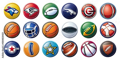 Colorful Sports Team Icons Collection for Branding, Logos, and Graphic Design Projects photo