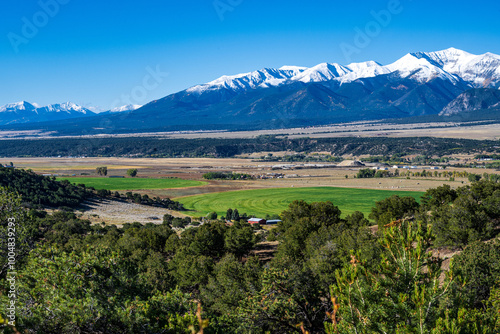 Mt. Antero with Snow on Summit and Colorful Aspens photo