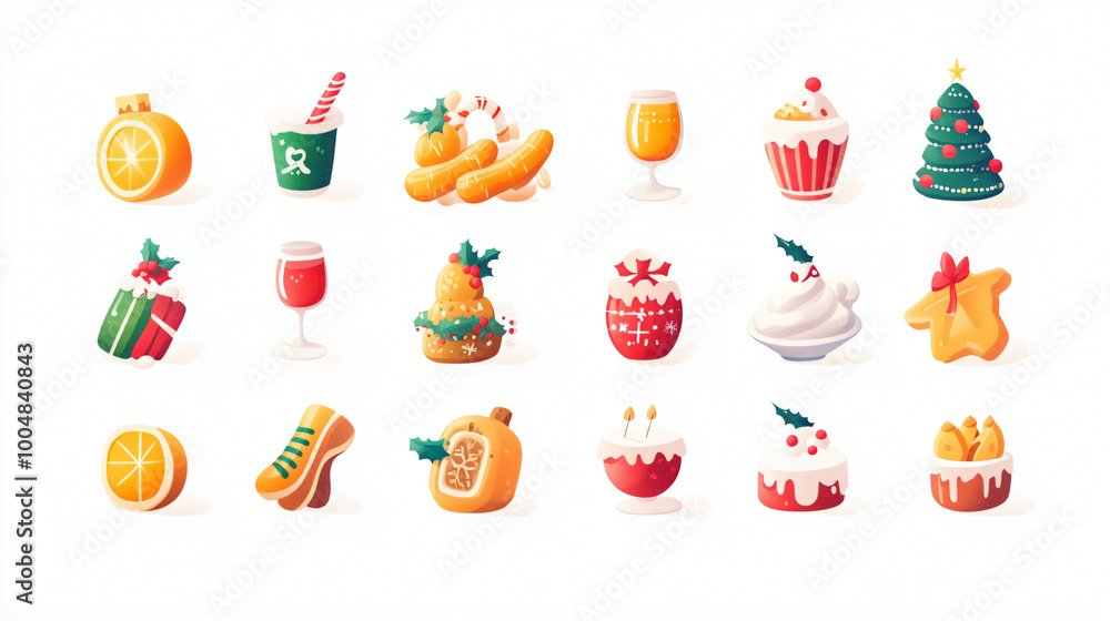 A collection of holiday icons depicting various festive themes and celebrations, perfect for holiday marketing and events. A collection of holiday icons depicting various festive themes and celebrations, perfect for holiday marketing and events.