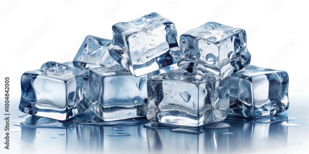 Crystal Clear Ice on a White Background Creating an Elegant and Minimalistic Visual Appeal Crystal Clear Ice on a White Background Creating an Elegant and Minimalistic Visual Appeal