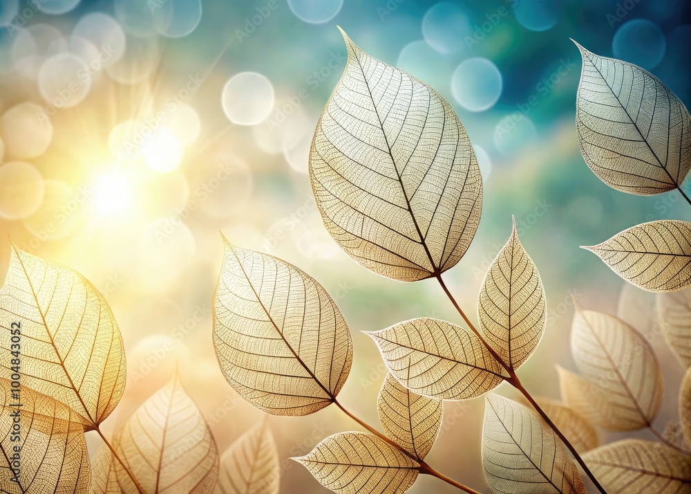 Fototapeta premium Delicate Leaf Outlines on a Soft Background for Nature Inspired Design and Decoration Projects